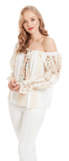 Alberto Makali Crochet Trimmed Peasant Blouse