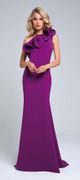 Alberto Makali Ruffled One Shoulder Gown