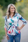 Mesmerize Mena Rhinestone Button Top