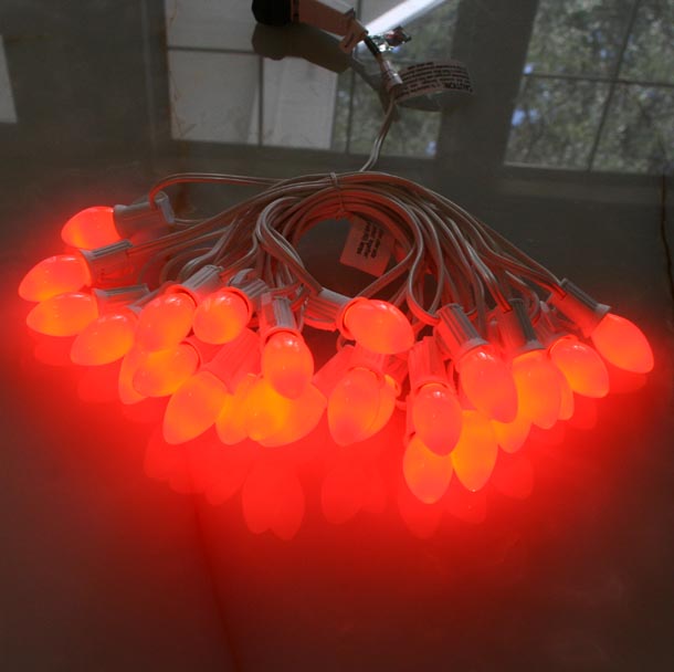 Ceramic Orange C7 Christmas Lights White or Green Wire w/ Orange