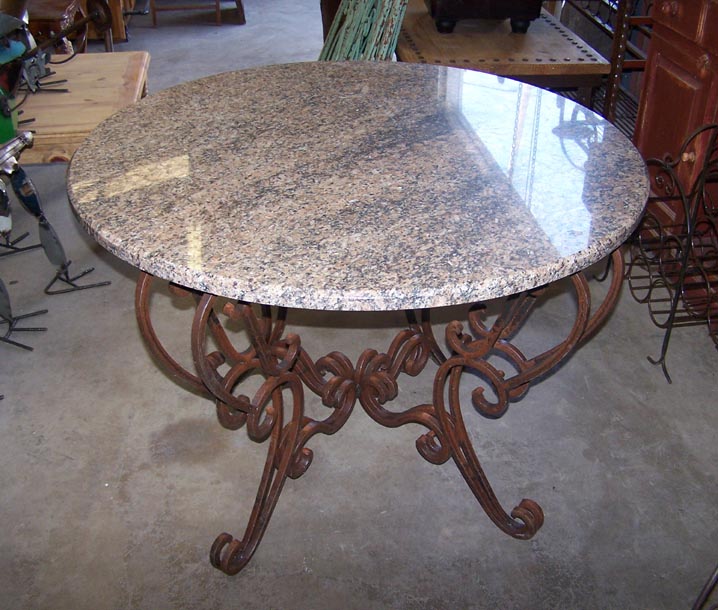 Heavy Round Wrought Iron Dining Table Base Only shown w/ Granite Top