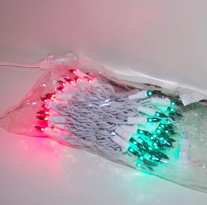 Red & Green Christmas Lights White Wire w/ Red & Green Mini Lights, 3