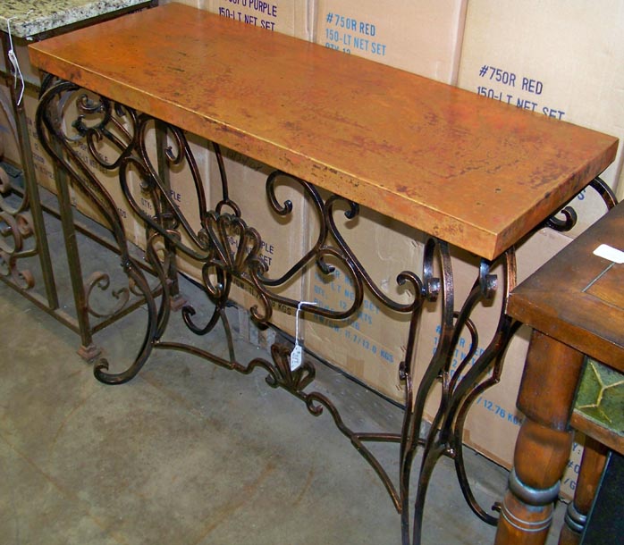 Wrought Iron Console Table Base shown w/ Copper Top Sold Separately