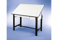 Alvin DesignMaster Table, Black Base White Top 2 Drawers 37.5" x 60"