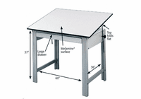 Alvin DesignMaster Table, Gray Base White Top 37.5" x 60"