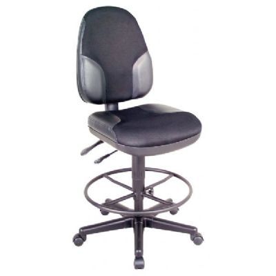 Alvin Black High Back Drafting Height Monarch Chair with Leather Accents