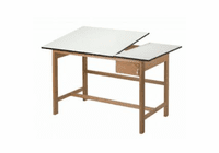 Alvin Titan II Split Top Solid Oak White Top Drafting Table