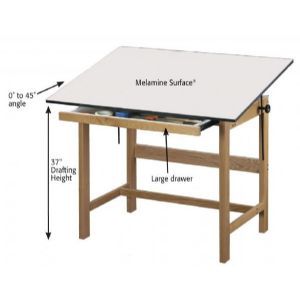 ALVIN® Titan Solid Oak Drafting Table 31X42X37 - Click to enlarge