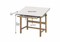 ALVIN Titan Solid Oak Drafting Table 31X42X37