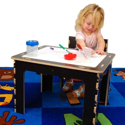 ANATEX Flip Top Dry Erase and Chalk Table with 1 Bench - Natural - Click to enlarge