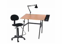 Berkeley  4-pc Combo Black w/ Cherrywood Top, Tray Lamp and Drafting Ht. Chair.