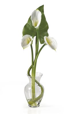 SILK Calla Lilly Liquid Illusion w/Leaves - Click to enlarge