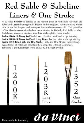 Da Vinci  Maestro Kolinsky - Series 1203K - Long Liner Brush Red Sable