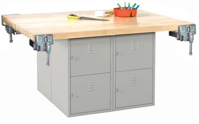 DIVERSIFIED WOODCRAFTS 4-Station Workbench w/vises (Quick Ship)-41