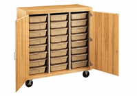 DIVERSIFIED WOODCRAFTS Mobile Tote Tray Storage Cabinet-24 trays/locking doors