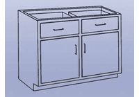 DIVERSIFIED WOODCRAFTS Wood High Base - 2 drawers/double doors-18
