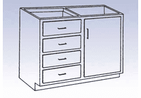 DIVERSIFIED WOODCRAFTS Wood High Base - 4 drawers/single door-18