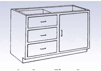 DIVERSIFIED WOODCRAFTS Wood Low Base - 3 drawer/single door-20
