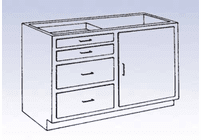 DIVERSIFIED WOODCRAFTS Wood Low Base - 4 drawer/single door