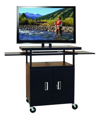 Flat Panel AV Cart with Locking Cabinet Adjustable 34” to 54”