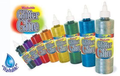 Glitter Glues - 8oz. Washable - (set of 8 Colors Asst. )