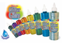 Glitter Glues - 8oz. Washable - (set of 8 Colors Asst. )