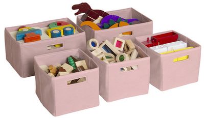 Guidecraft Pink Storage Bins-Set of 5