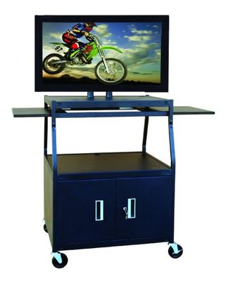 HAMILTON ELECTRONICS Flat Panel AV Cart with Locking Cabinet Adjustable 26 to 42