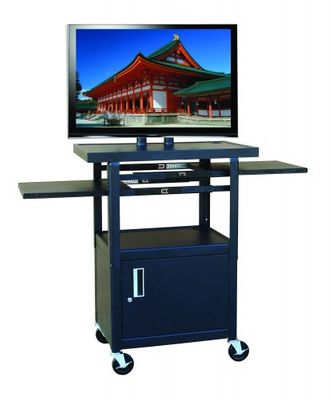 Hamilton Electronics Wide Body Flat Panel TV Cart with Locking Cabinet