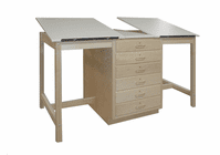 HANN Dual Station Drawing Table, Large 6-Drawer Storage Cabinet