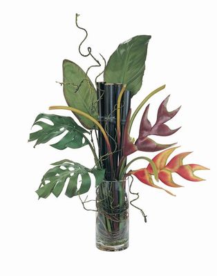 Heliconia Lobster Claw w/Bamboo Arrangement Liquid Illusion