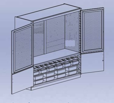 DIVERSIFIED WOODCRAFTS Pegboard Tool Storage Cabinet w/holders