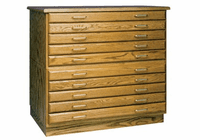 SMI Five-Drawer Flat File Med Oak (drawers without cap & base)
