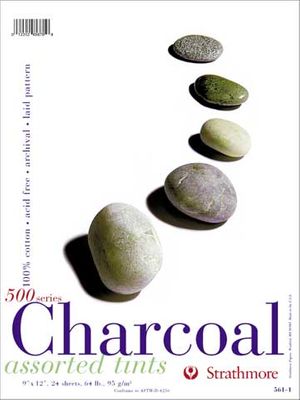 Strathmore CHARCOAL PAD 9 x 12 assorted tints (24 sheets, 64 lb.)