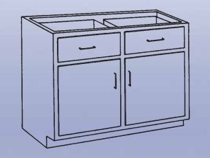 DIVERSIFIED WOODCRAFTS Wood High Base - 2 drawers/double doors-18