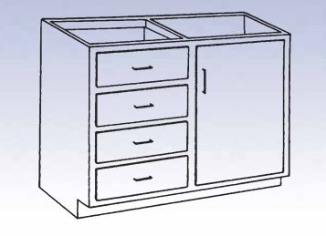 DIVERSIFIED WOODCRAFTS Wood High Base - 4 drawers/single door-18