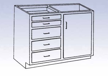 DIVERSIFIED WOODCRAFTS Wood High Base - 4 drawers/single door-24