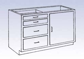 DIVERSIFIED WOODCRAFTS Wood Low Base - 4 drawer/single door-20