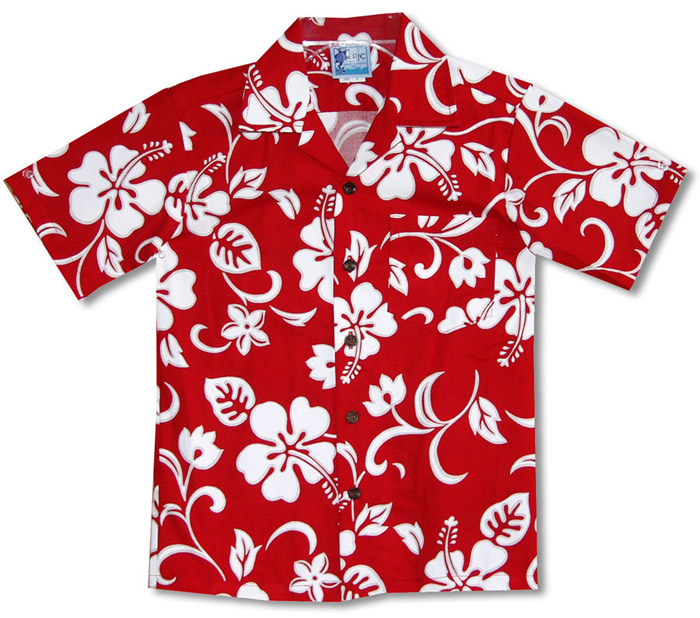 Hibiscus Panel Cotton Boys Aloha Shirt