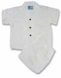Fern Leaf Garden Boys Wedding White 2pc Set