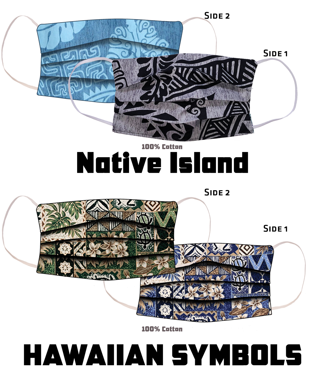 2pc Reversible & Insertable Pleated Face Masks