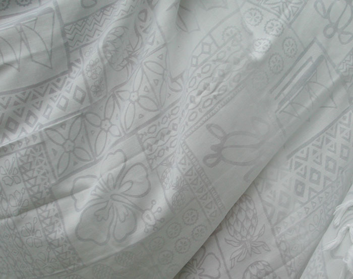 Hawaiian Symbols Wedding White Full Size Terivoile Sarong