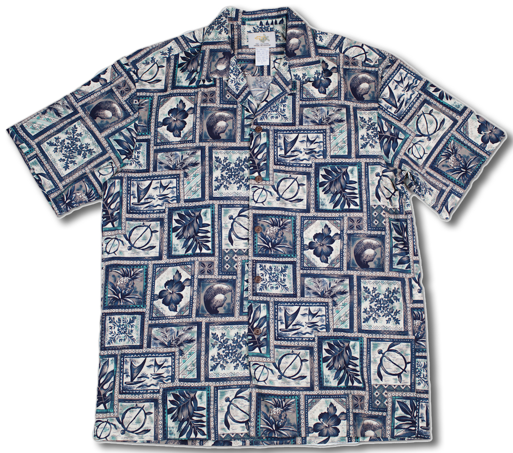 Block Honu (Tapa) men's Hawaiian shirt