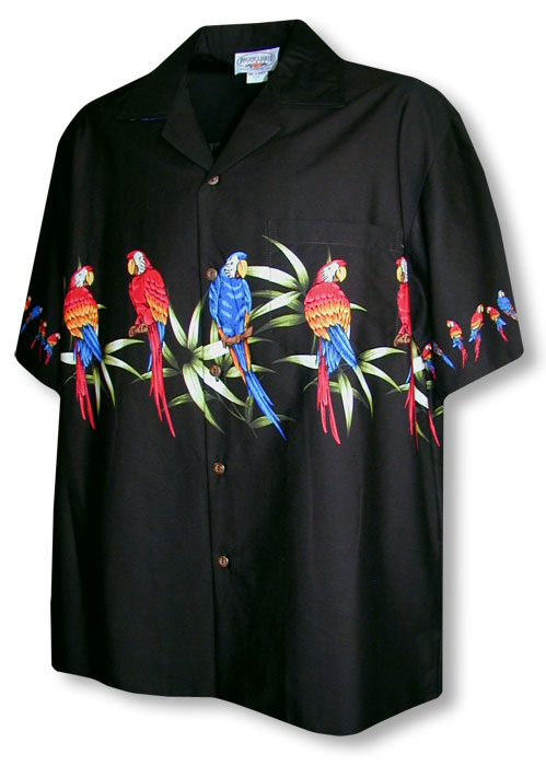 Parrots Men's Cotton Aloha Shirt