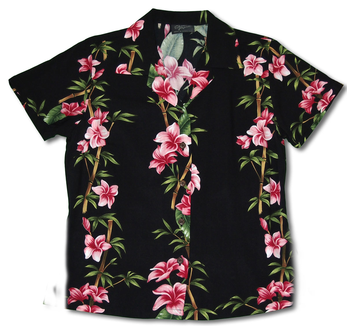 Black Plumeria Shower Rayon Boy's Shirt
