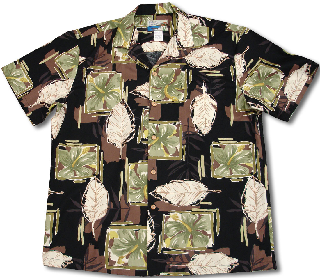 Pua Blocks Waimea Casuals Men's Cotton Aloha Shirt