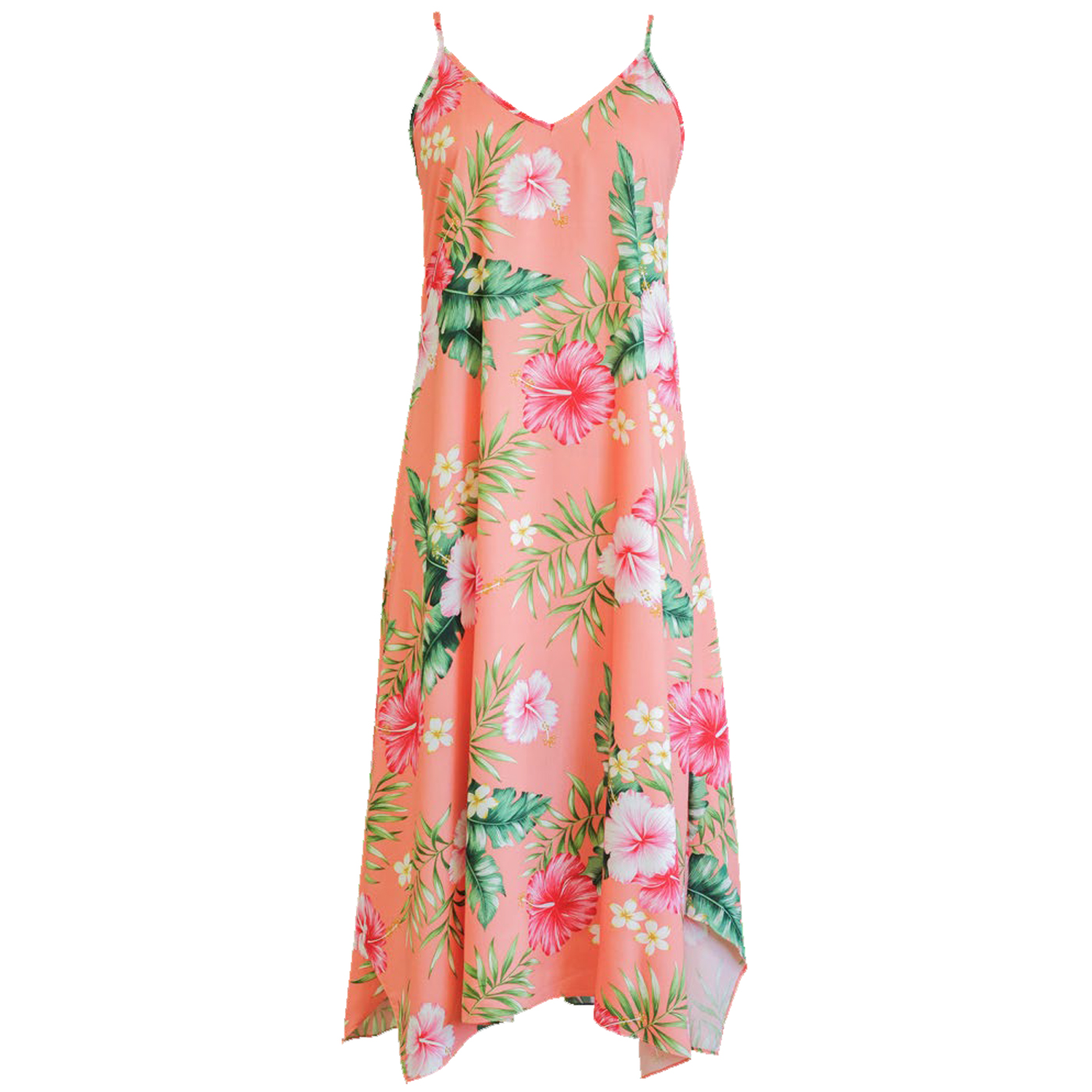 Soft Pink Hibiscus Maxi Scarf Dress