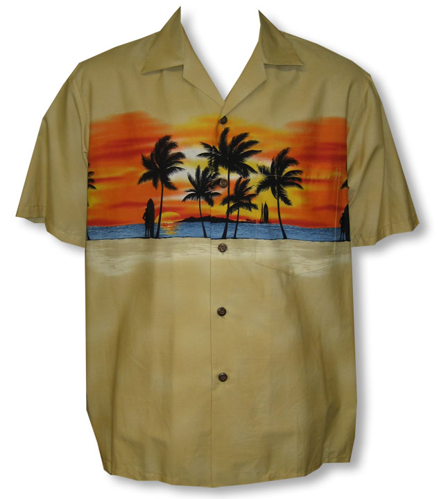 Sunset on the Beach men's cotton aloha shirt