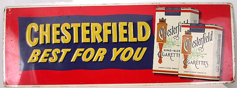 Chesterfield Cigarettes Tin Sign (1950s)