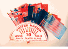 Miniature Silk UN Flags -set of 10- (1950s) 3"